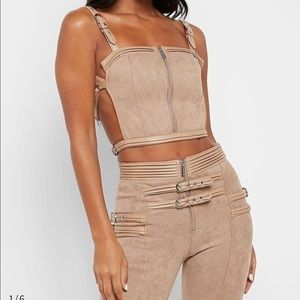 VEGAN SUEDE CROP TOP & MATCHING PANTS
